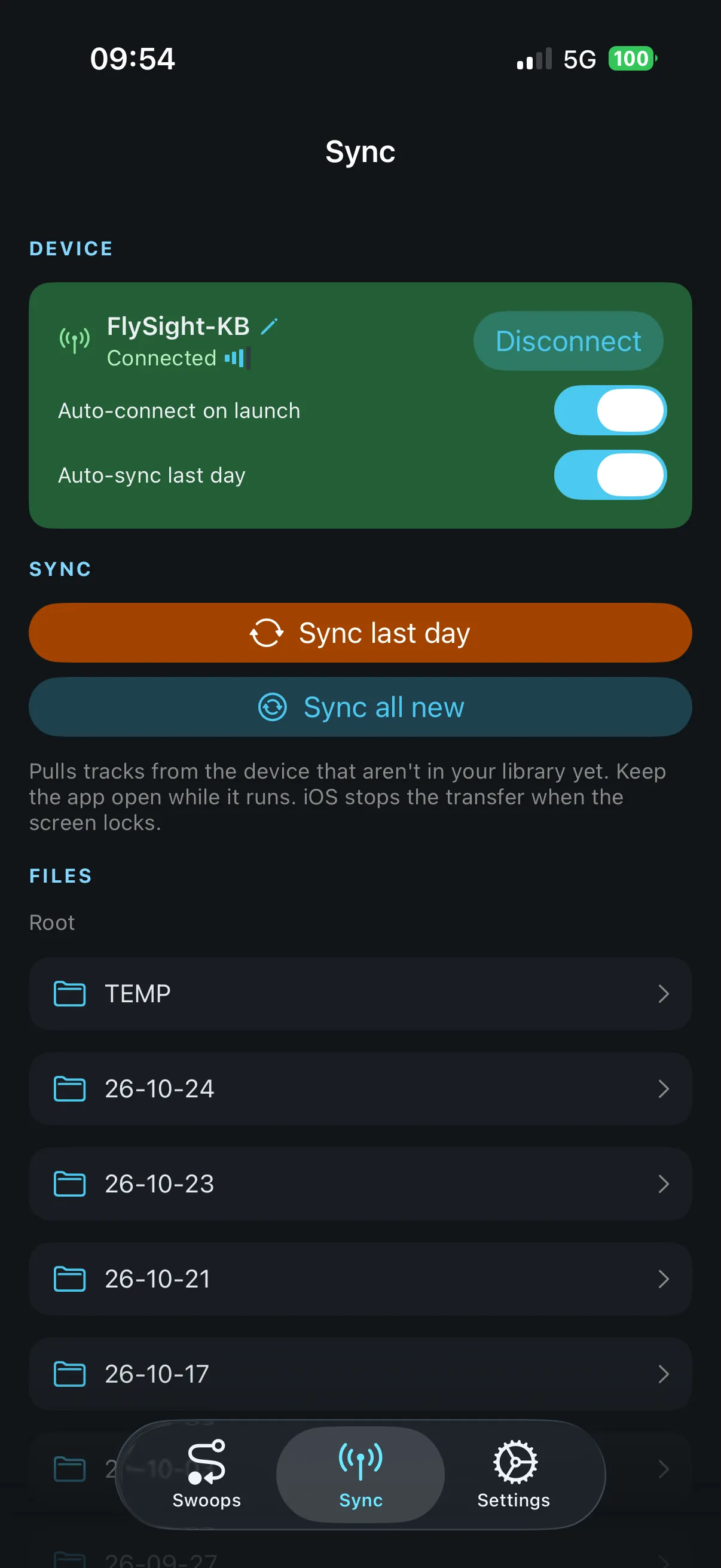 SwoopSight FlySight sync